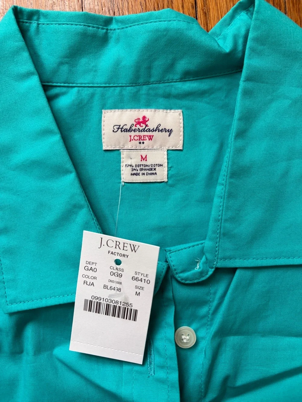 J.Crew Haberdashery Bright Teal Stretch Classic Women's Button-Up Shirt, M, NWT